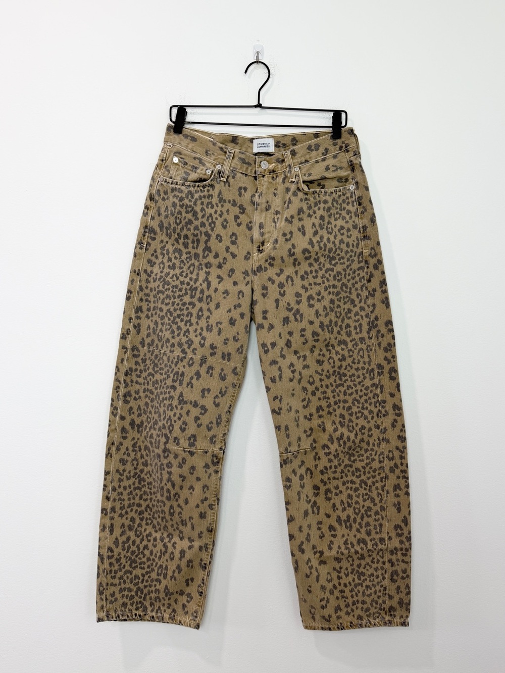 Citizens Of Humanity Miro Cheetah Print Barrel Jeans Tan Black NWOT 27 - Picture 2 of 9